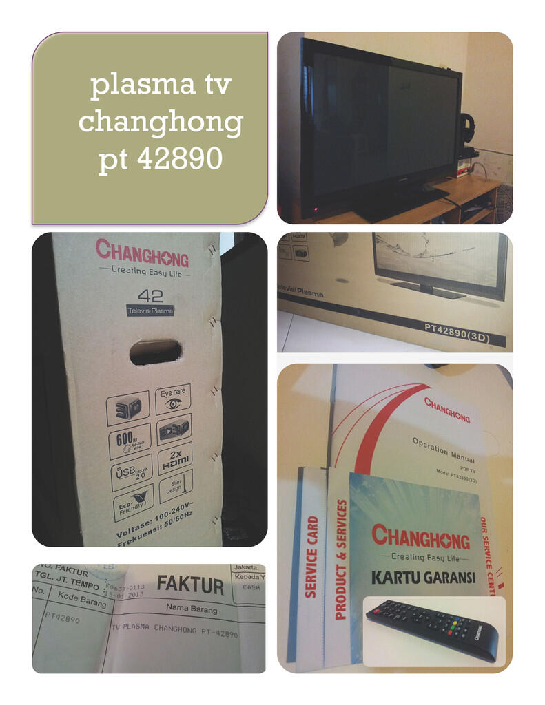 Jual TV plasma 42" merk Changhong, seken, tipe PT42890
