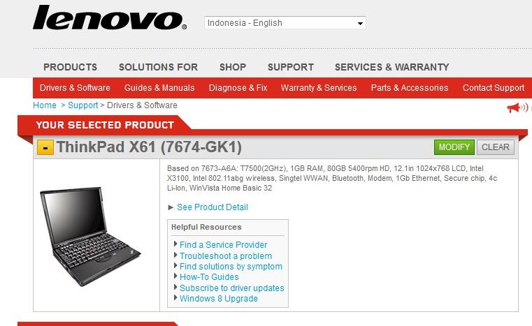 Terjual Notebook 2nd Lenovo Thinkpad x61 include antena 
