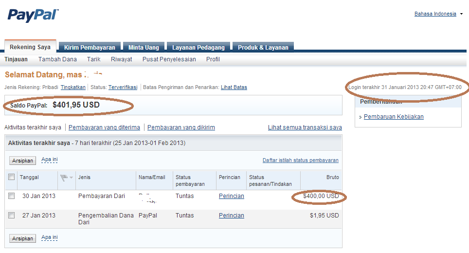 Terjual Paypal balance $400 rate 9.625,- via BCA | KASKUS
