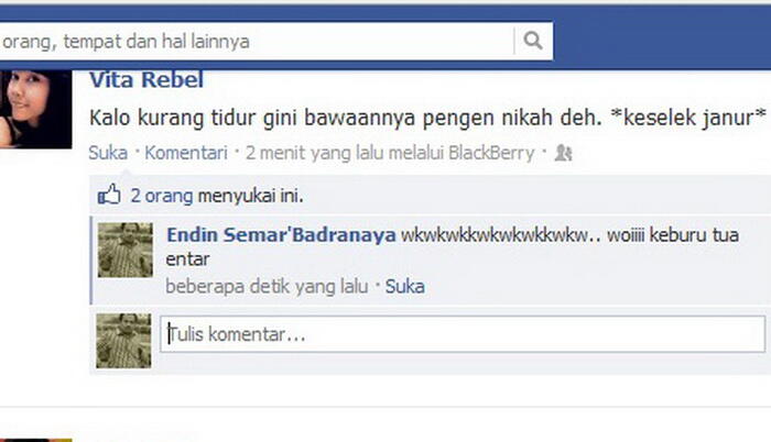 pagi-pagi ane buka fb, ada status beginian