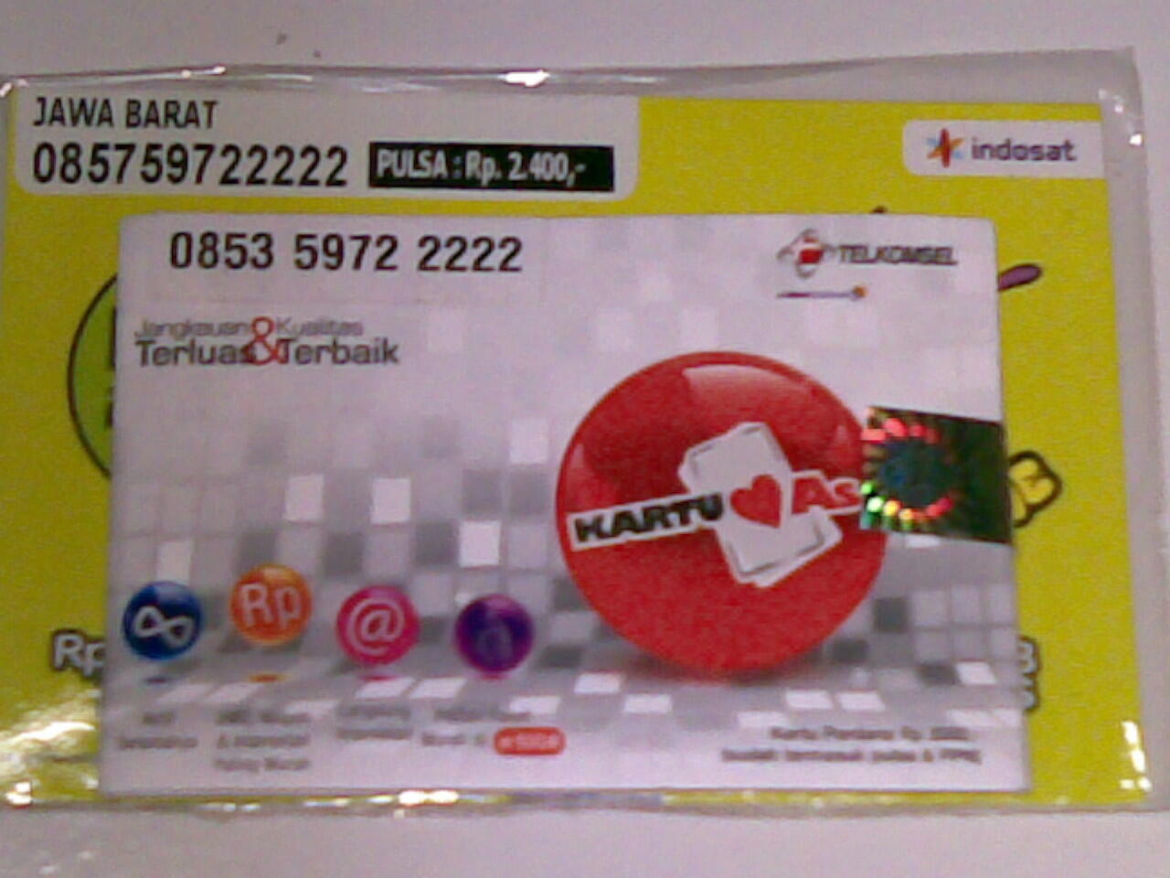 koleksi kartu perdana kembar, pasangan, 5758, triple ab, panca lengkap