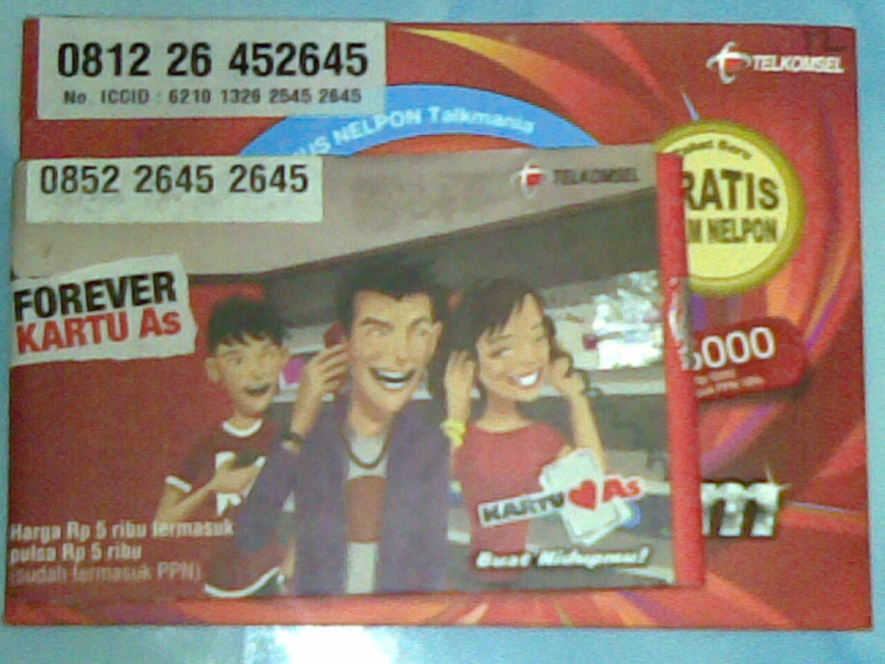 koleksi kartu perdana kembar, pasangan, 5758, triple ab, panca lengkap