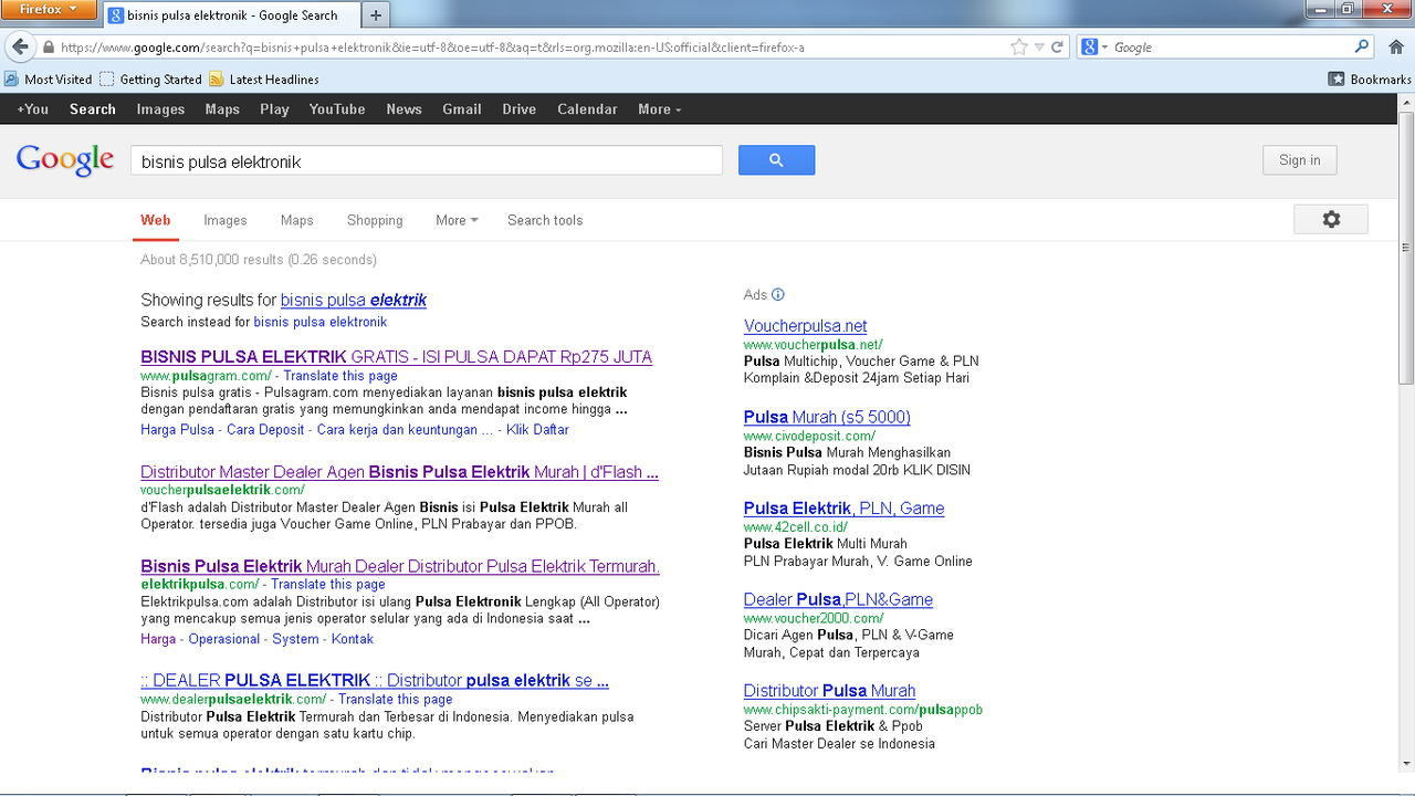&#91;WOW&#93; Hasil Searching &quot;Bisnis Pulsa Elektronik&quot; Di Google 8,5 Juta Lebih!