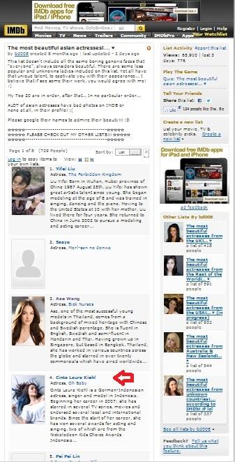 Cinta Laura Kiehl masuk The most beautiful asian actresses! versi IMDB 