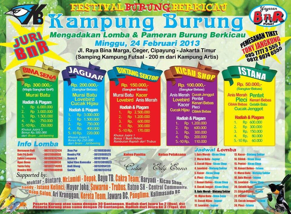 INFO KONTES Burung Berkicau (LATBER, LOMBA REGIONAL dan LOMBA NASIONAL)