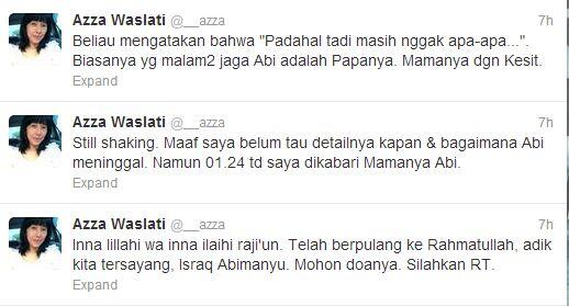 ISRAQ ABIMANYU (@AbiBangun) meninggal dunia