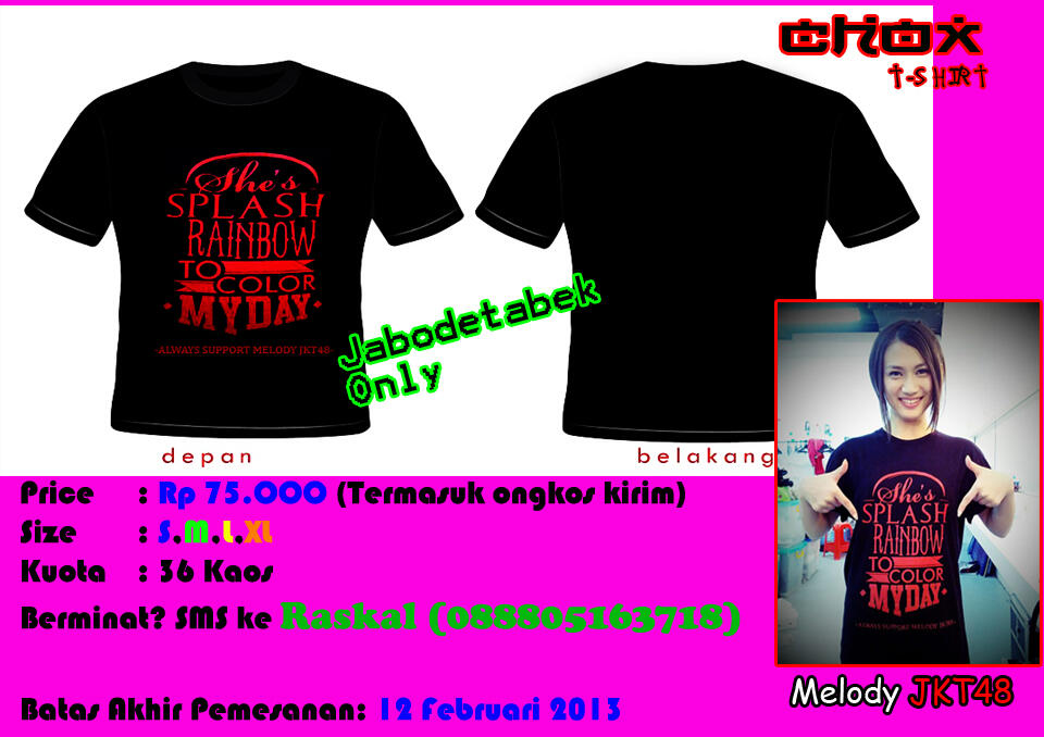 &#91;PRE ORDER&#93; Kaos Melody JKT48 (WAJIB MASUK :D)