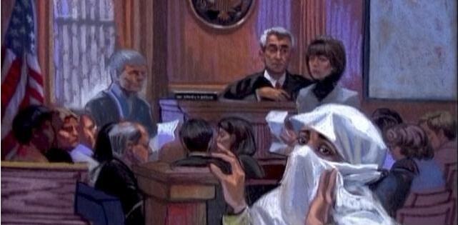 Ketika suasana sidang pidana dilukiskan dengan sketsa