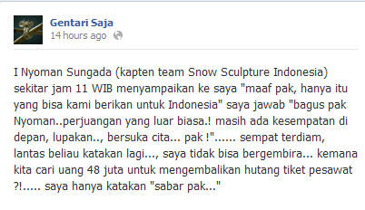 Tim Indonesia Juara Tiga di Sapporo Snow Festival 2013 Jepang, tapi.....