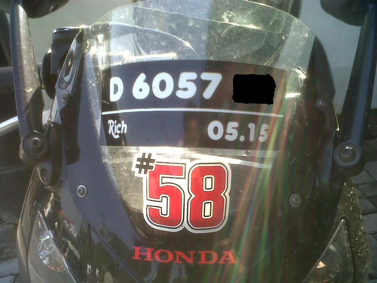 Stiker Plat Nomer bwt Ninja 250, CBR 250, Cbr new/old 150r