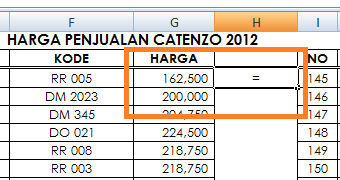 Belajar Excel - Rubah Harga Penjualan