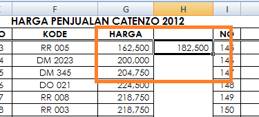 Belajar Excel - Rubah Harga Penjualan