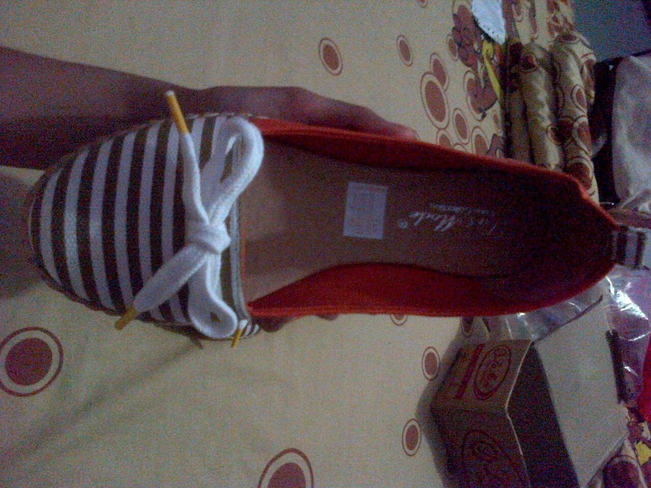 READY STOCK Flat Shoes - Stripe Ribbon