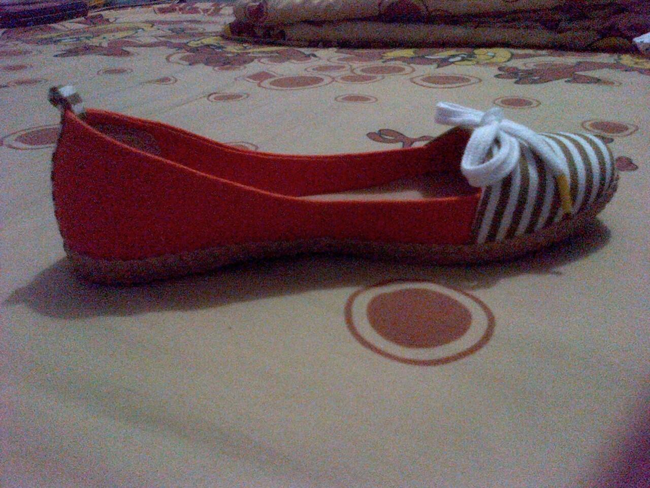 READY STOCK Flat Shoes - Stripe Ribbon