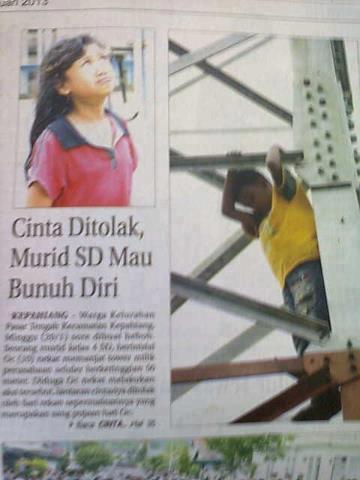 #Hot News# Anak SD ini ingin BUNUH DIRI karena CINTA di TOLAK :D