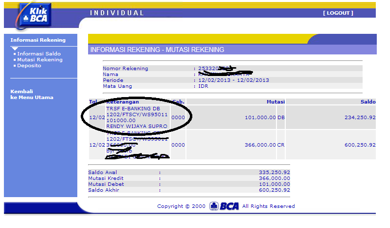 Penipuan ID: melow67 a/n rendy wijaya supro