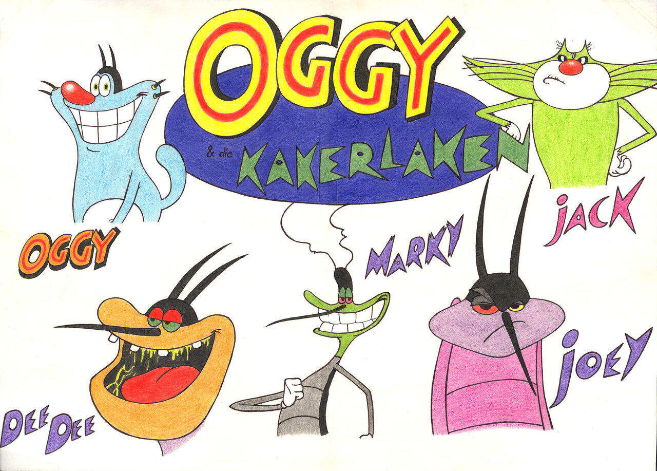 cartoon of oggy and the cockroaches