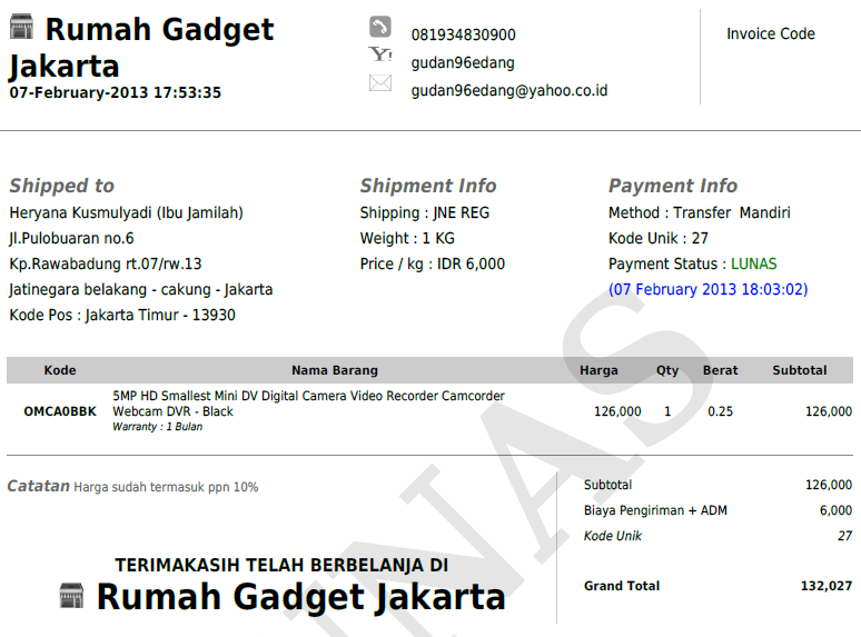 TABLET ANDROID | BATERAI LAPTOP | ADAPTOR CHARGER | IPHONE SPAREPARTS | GADGET | DLL 