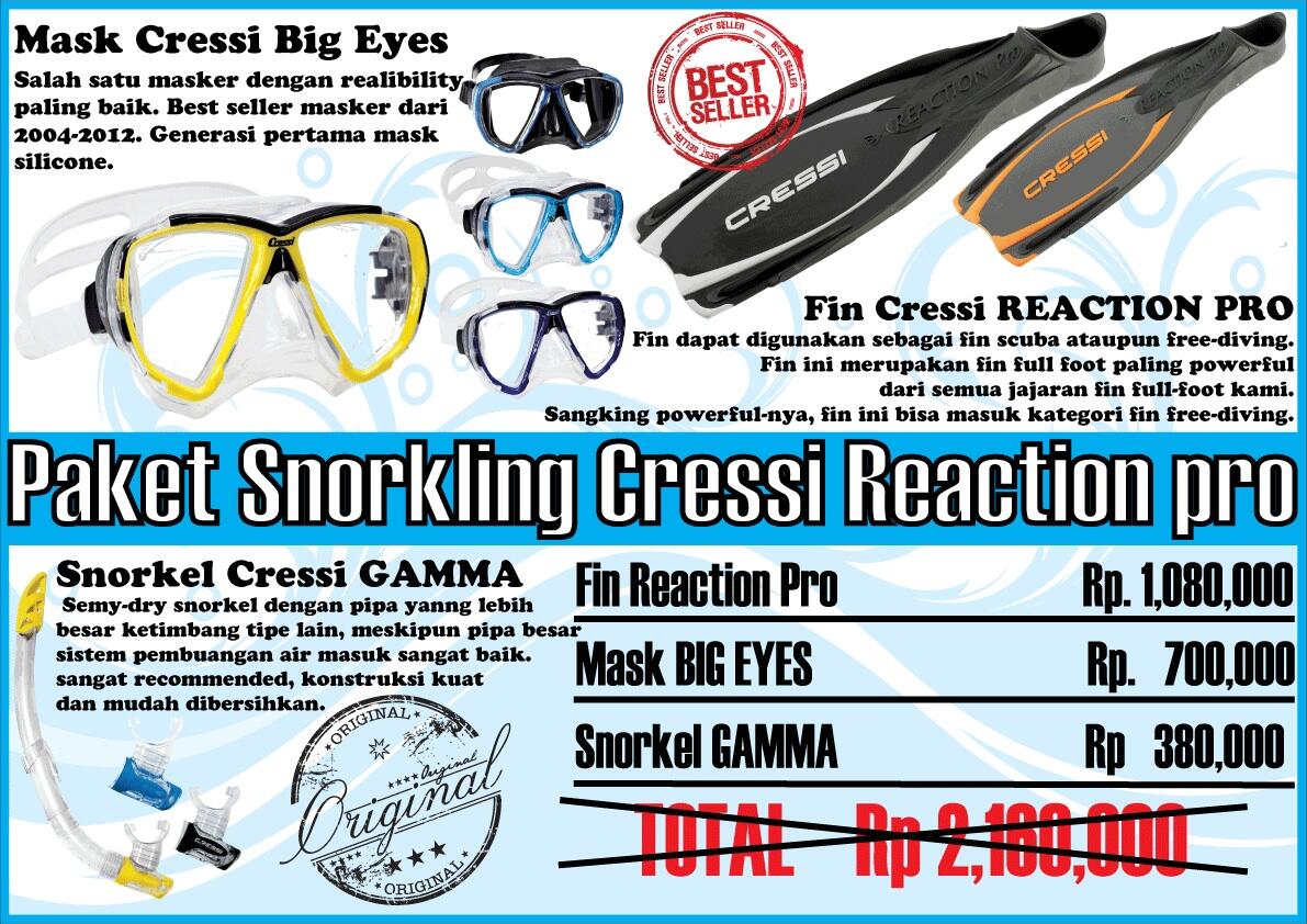 Jual alat alat snorkling merk Cressi made in italy