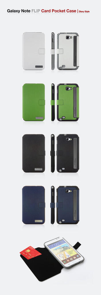 SAMSUNG GALAXY NOTE 1 TRIDEA CARD POCKET FLIP CASE // SURABAYA