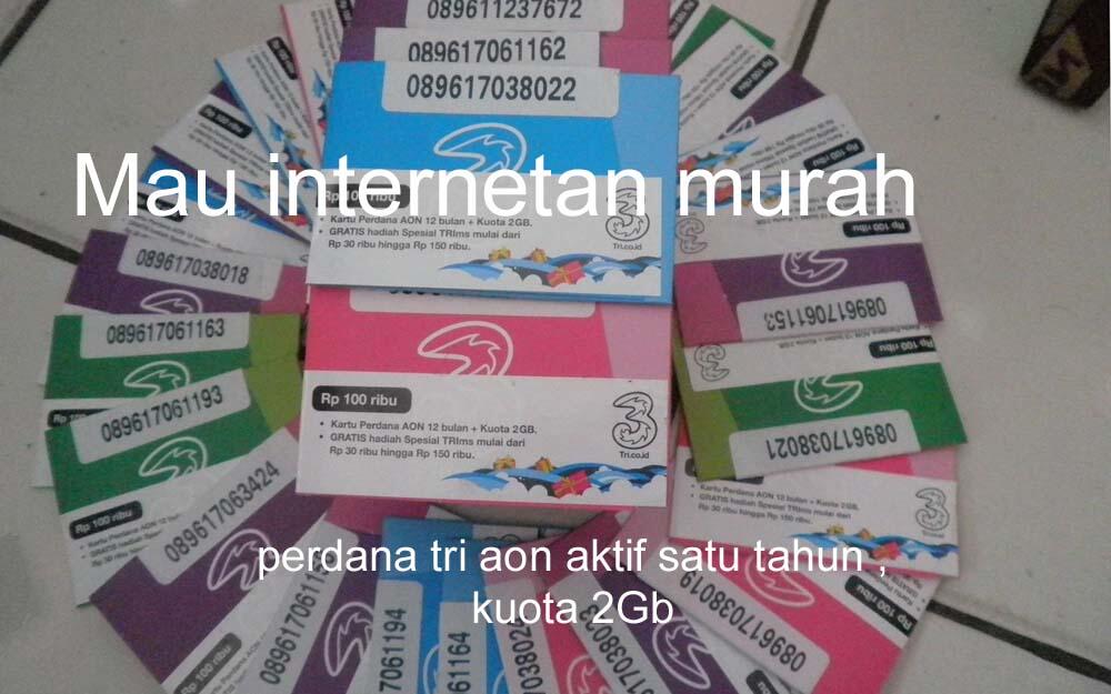 PERDANA Tri Aon setahun +kuota 2gb , HARGA PROMO Gan ( CILEDug Dan Sekitarnya )