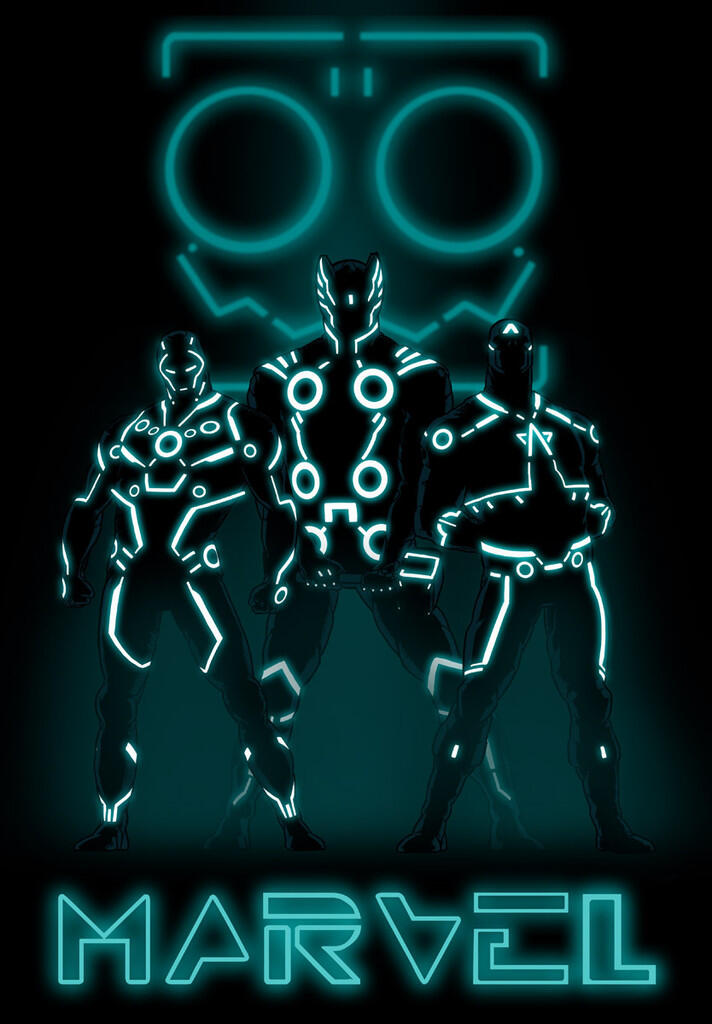 Karakter Marvel dengan gaya TRON