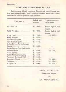 Tau ga Gaji pertama Presiden &amp; Menteri indonesia ?