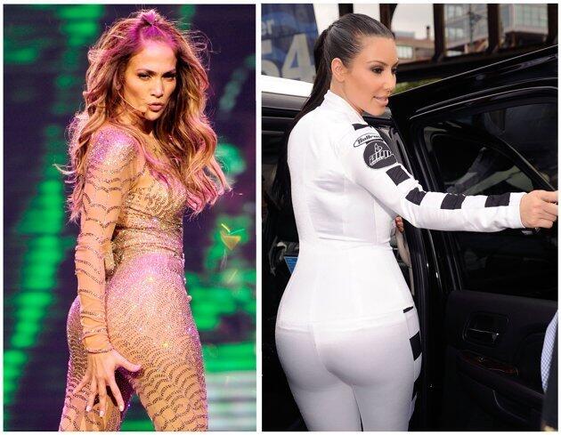 Foto Kemiripan Gaya : Jennifer Lopez dan Kim Kardashian