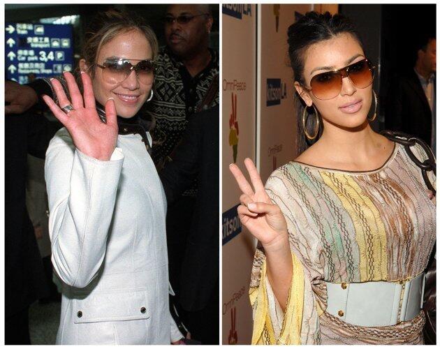 Foto Kemiripan Gaya : Jennifer Lopez dan Kim Kardashian