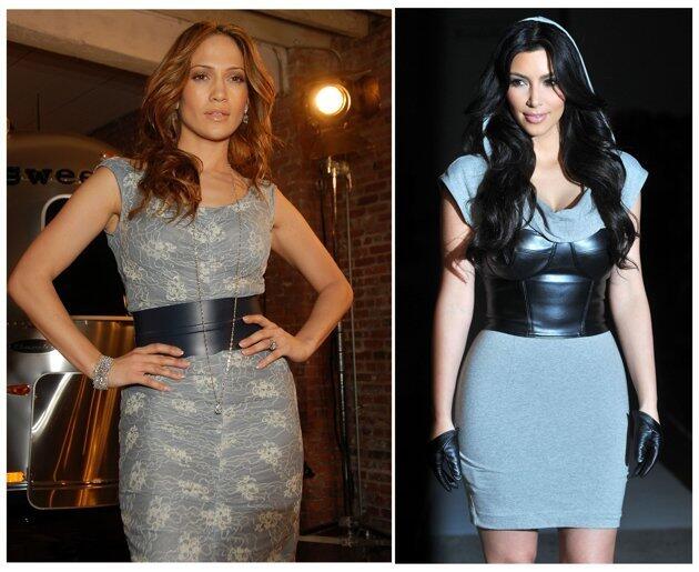 Foto Kemiripan Gaya : Jennifer Lopez dan Kim Kardashian