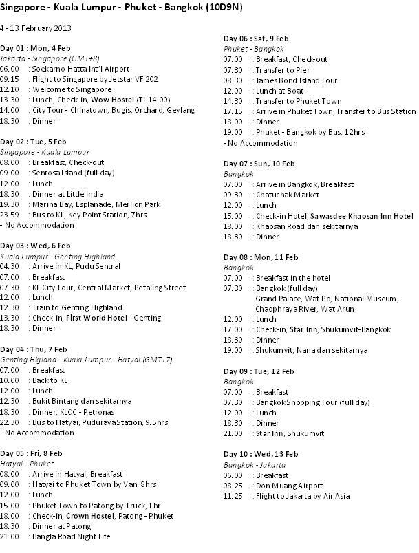 &#91;Itinerary,Budget,FR&#93; Singapore-Genting-KL-Phuket-Bangkok (10D9N) Rp 4 Jutaan