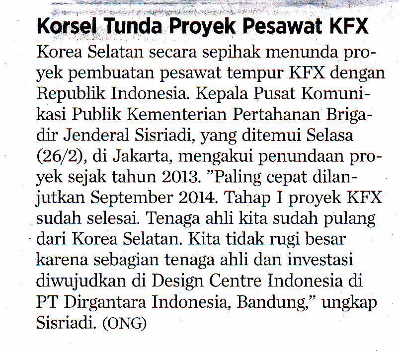 Kapuskom Kemhan: Korsel Tunda Proyek KF-X