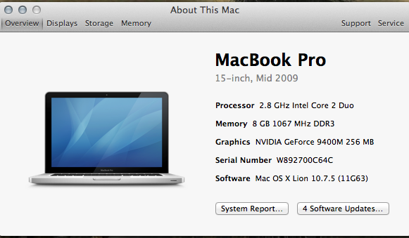 MacBook Pro 15" Custom C2D 2,8 GHz Middle 2009