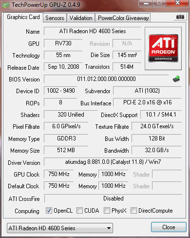 JUAL CEPAT VGA ATI HD4670 POWERCOLOR