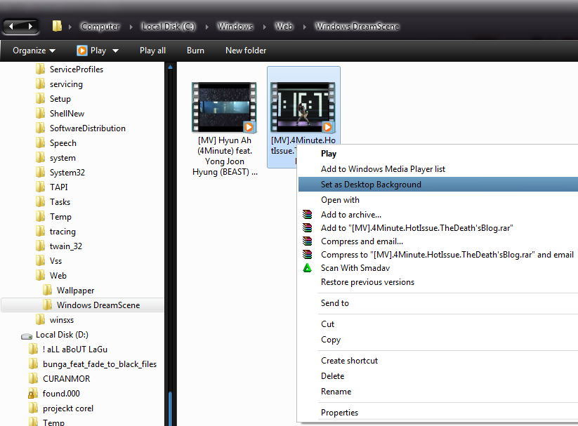 &#91;windows7&#93; menggunakan video sebagai desktop background