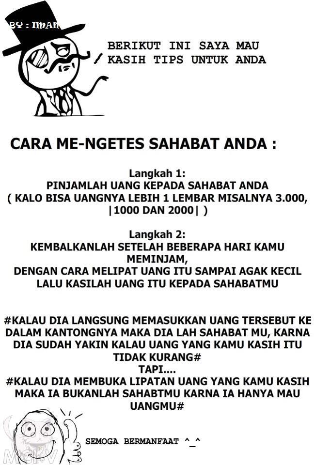 Cara mengetes persahabatan anda ala Meme Comic Indonesia