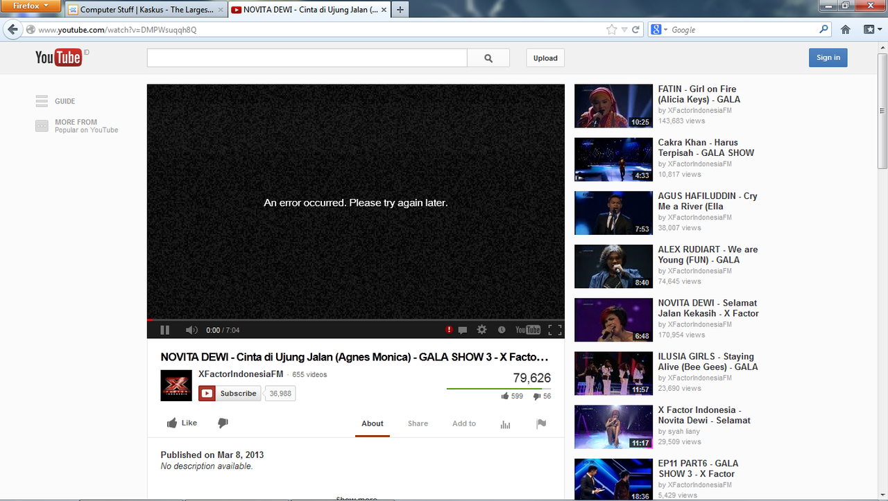 Youtube bermasalah di Mozilla