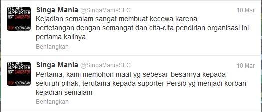 Clear, Kasus Pelemparan Oknum Singa Mania kepada Bobotoh Viking di Palembang
