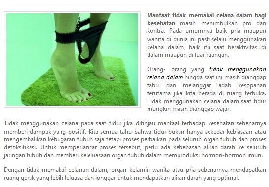 Manfaat tidak menggunakan celana dalam bagi kesehatan ( bonus pic BB++)
