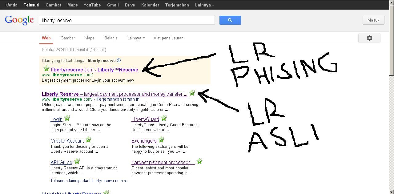 awas LIBERTY RESERVED ada Website Phising nya