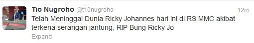 &#91;Berita Sedih&#93; Bung Ricky Jo Meninggal Dunia