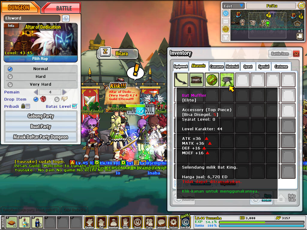JUAL BAT MUFFLER/WALLY RING/TESTAMENT ELSWORD