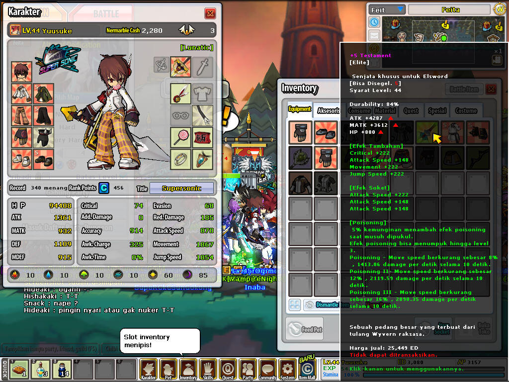 JUAL BAT MUFFLER/WALLY RING/TESTAMENT ELSWORD