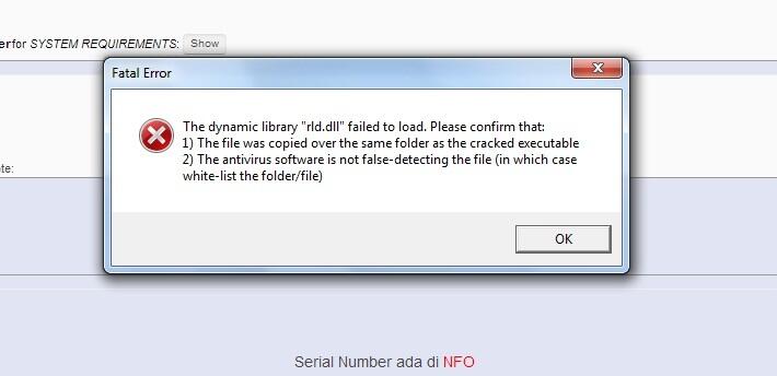 The dynamic library rld dll failed