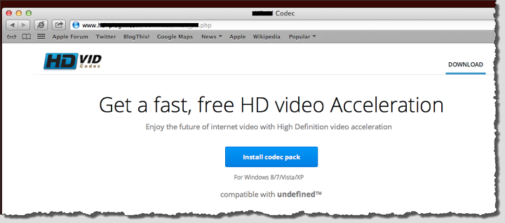 Mac OS X Trojan Adware.Yontoo Menyelinap ke Mac, Lewat codec palsu