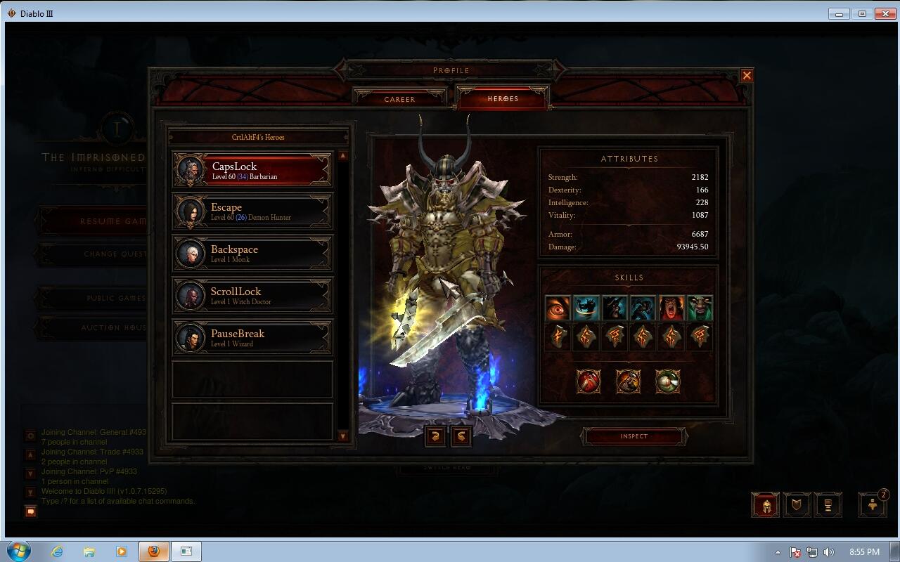 WTS Account Diablo 3 US Server, isi Barb 60 & DH 60