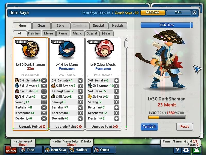 Jual Char LostSaga 1LT kelas 3..herper 2