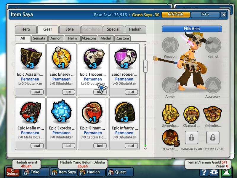 Jual Char LostSaga 1LT kelas 3..herper 2