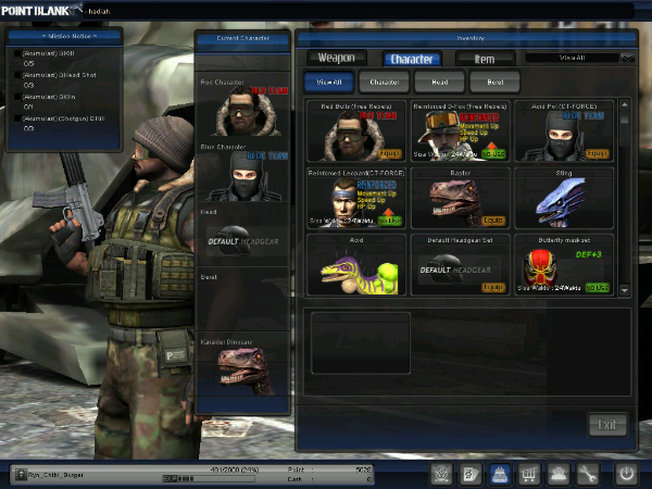 jual char point blank newbie + clan excellent