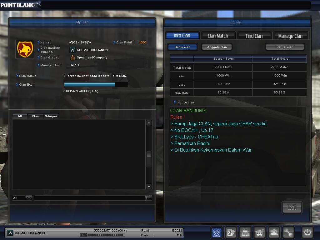 JUAL CHAR POINT BLANK LT.COLONEL GRADE 2